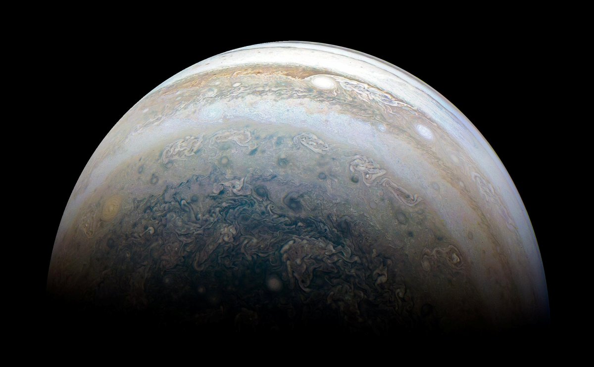 NASA's Juno spacecraft captures Jupiter's southern hemisphere, as the spacecraft performed its 13th close flyby of Jupiter on May 23, 2018.  Picture taken May 23, 2018.   