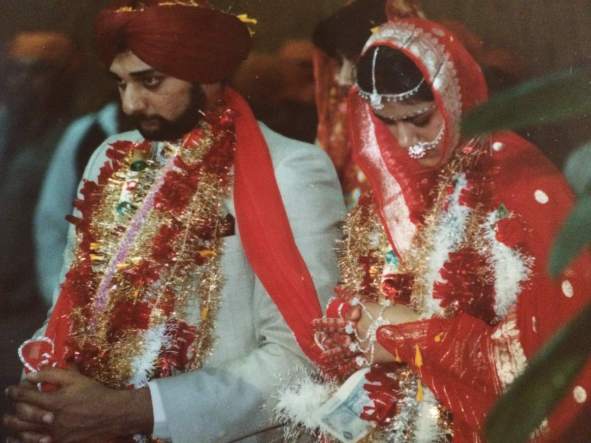 Dave and Loveleen during their Sikh wedding ceremony in 1984. Photo provided by Loveleen Gill.