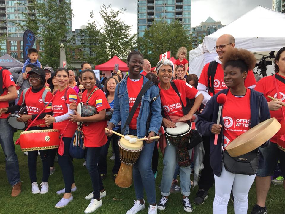 Drummers from 61 nations gathered together to set a new world record in Vancouver on Canada Day.