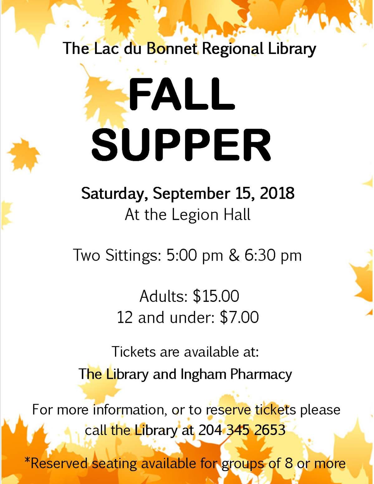 Lac du Bonnet Regional Library Fall Supper - image