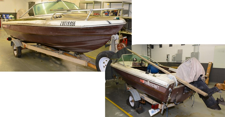 A photograph released by police of an 18-foot boat operated by Adam Strong.