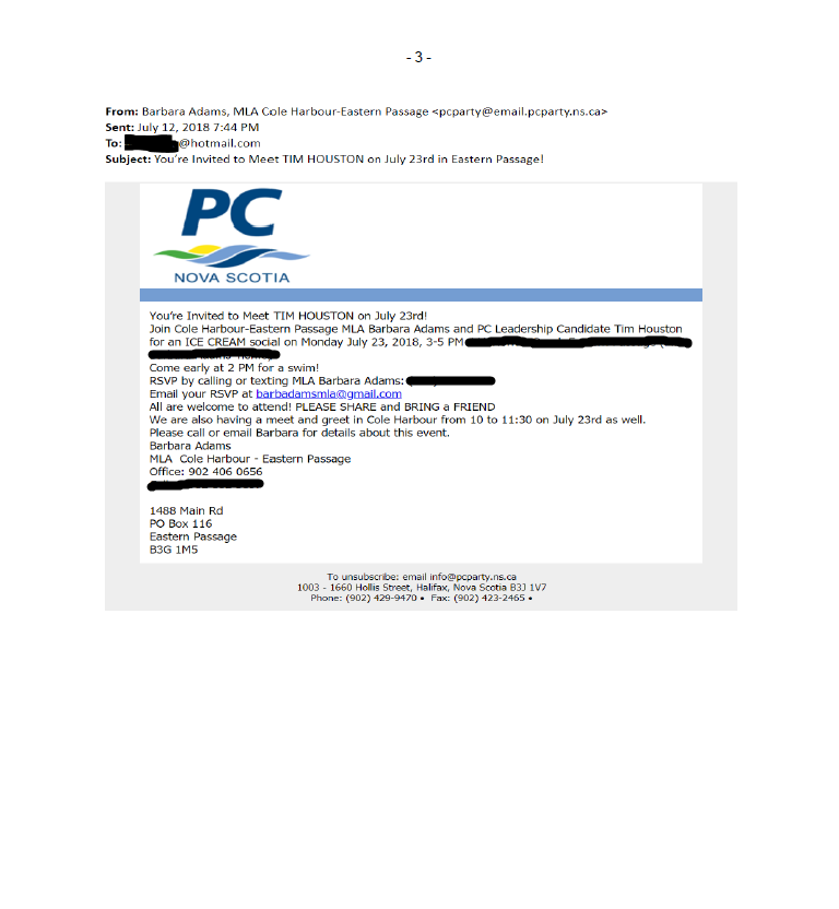 This letter was sent to 72 party members by supporters of Tim Houston’s leadership campaign.