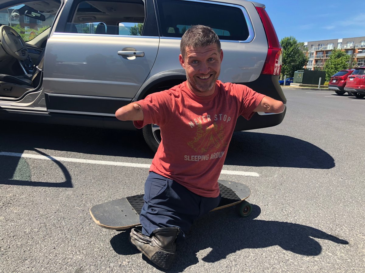 Chris Koch is ready for his next ride from Montreal to Quebec City. Koch hitchhiked from Calgary to St. John's, NFLD in just 18 days by relying on the kindness of strangers. Saturday, July 28, 2018.