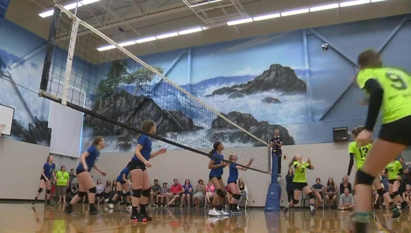 A volleyball game at the 2018 BC Summer Games in Cowichan.