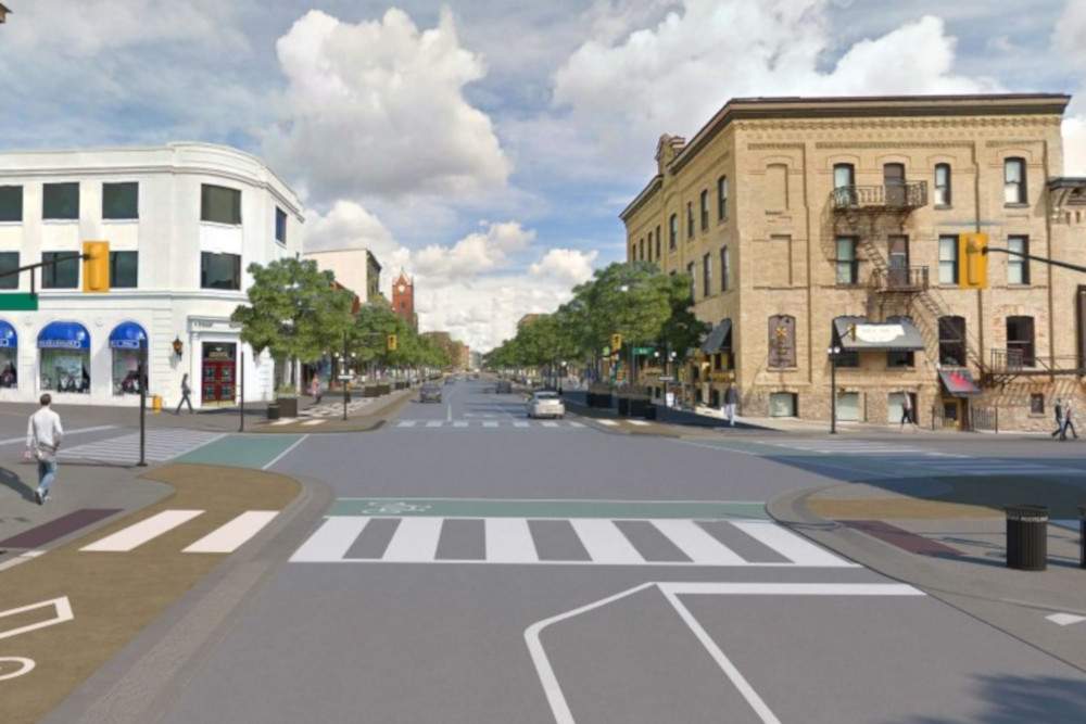 The crossing at the intersections will be based on a design which will be used for the first time in Ontario.