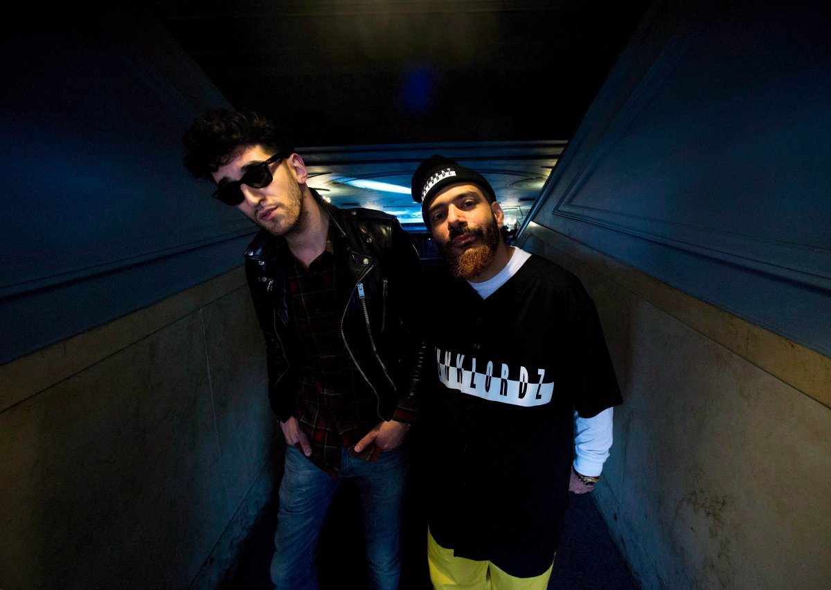Chromeo duo David Macklovitch, left, and Patrick Gemayel pose for a photograph in Toronto on Friday, May 2, 2014.