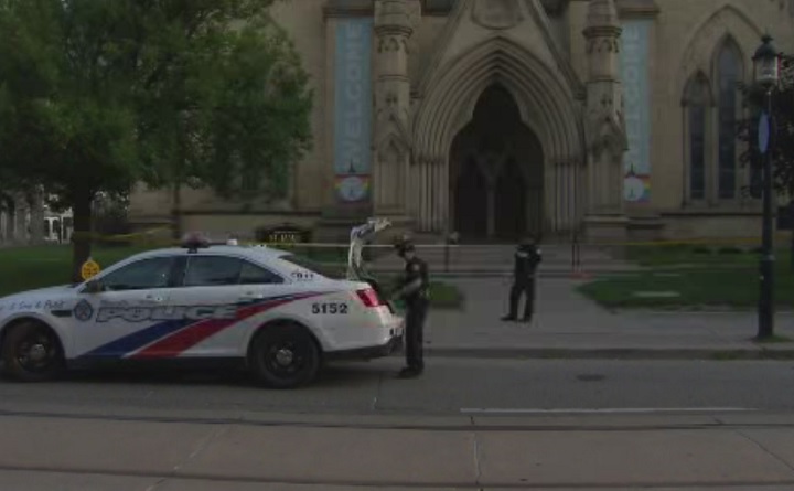 Two people were injured after a suspected assault near St. James Church in Toronto on July 30, 2018.