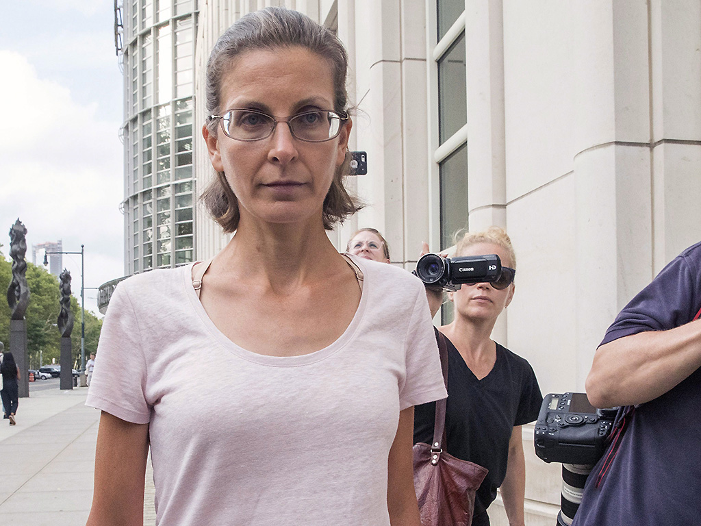 Clare Bronfman leaves federal court on July 24, 2018, in Brooklyn, New York.