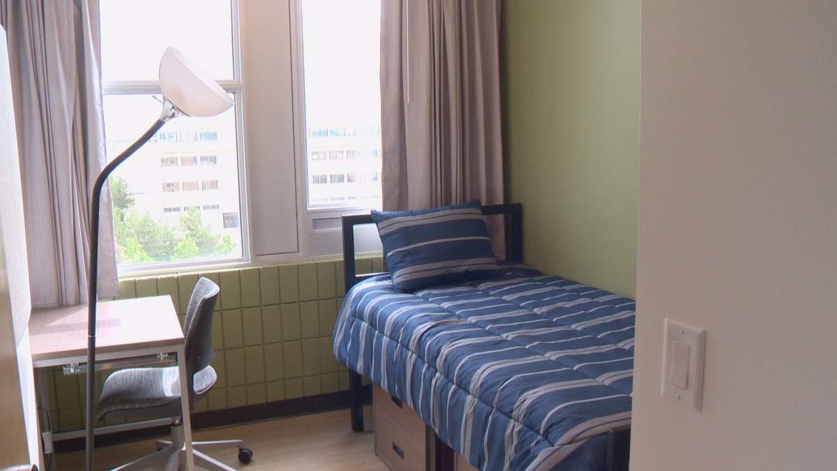 A bedroom in one of The Colourful House units in College West at the University of Regina. 