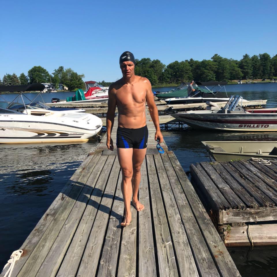 Dan Nichols will swim 32 kilometres to raise money for cancer research.
