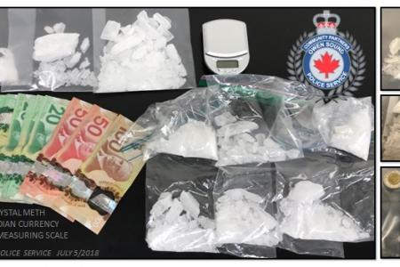 Police say over 330 grams of crystal meth was seized.