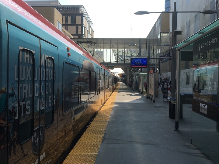 A photo of the CTrain station at Calgary City Hall. 