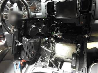 Edmonton police say a centre console, with a hidden compartment, contained approximately three kg of methamphetamine and one kg of cocaine.