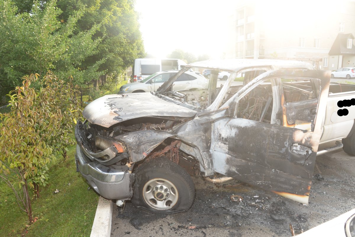 Guelph police say a stolen pickup truck and ATM went up in flames early Monday morning. 
