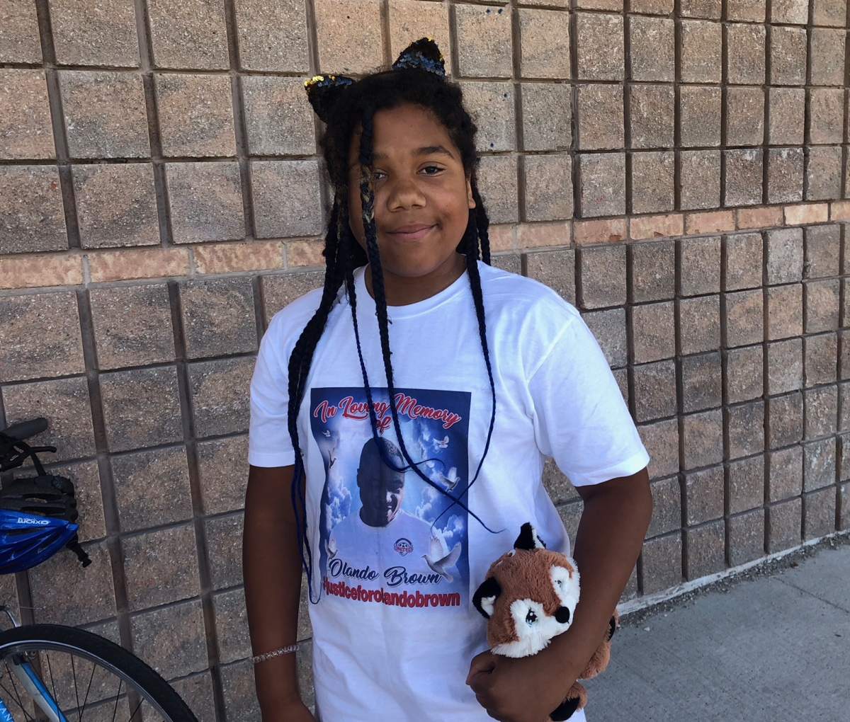 Brown’s daughter, 11-year-old Neveah Dubois (above) was in attendance at the rally.
