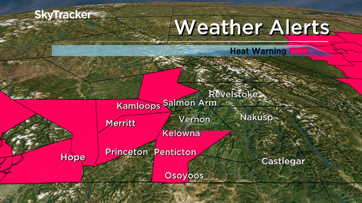 Environment Canada has issued a heat warning for the Central and South Okanagan.