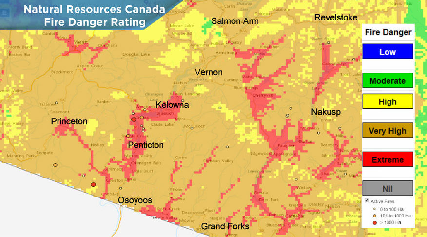 Extreme fire danger rating remains in place across the Okanagan heading into the weekend.