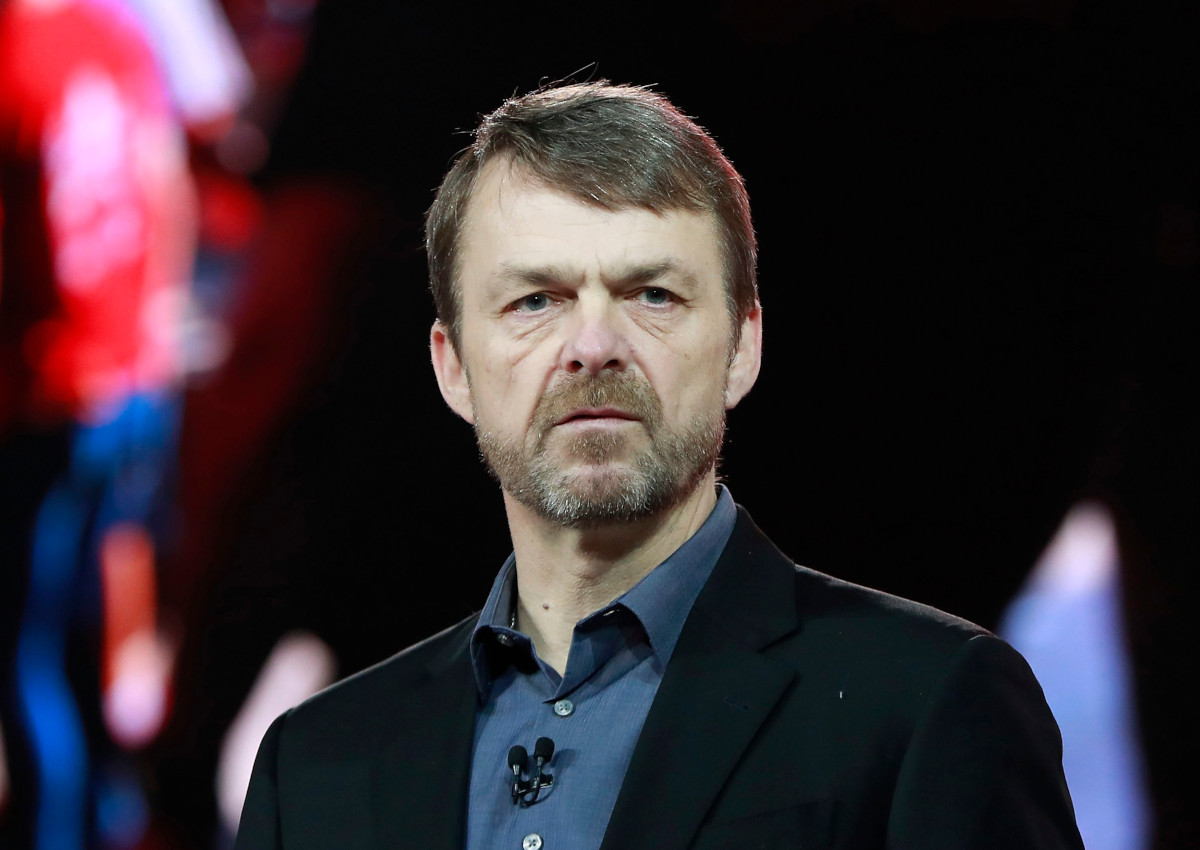 In this file photo dated Monday, Jan. 15, 2018, Mike Manley, head of Jeep brand, addresses the media during the North American International Auto Show, in Detroit, USA. 