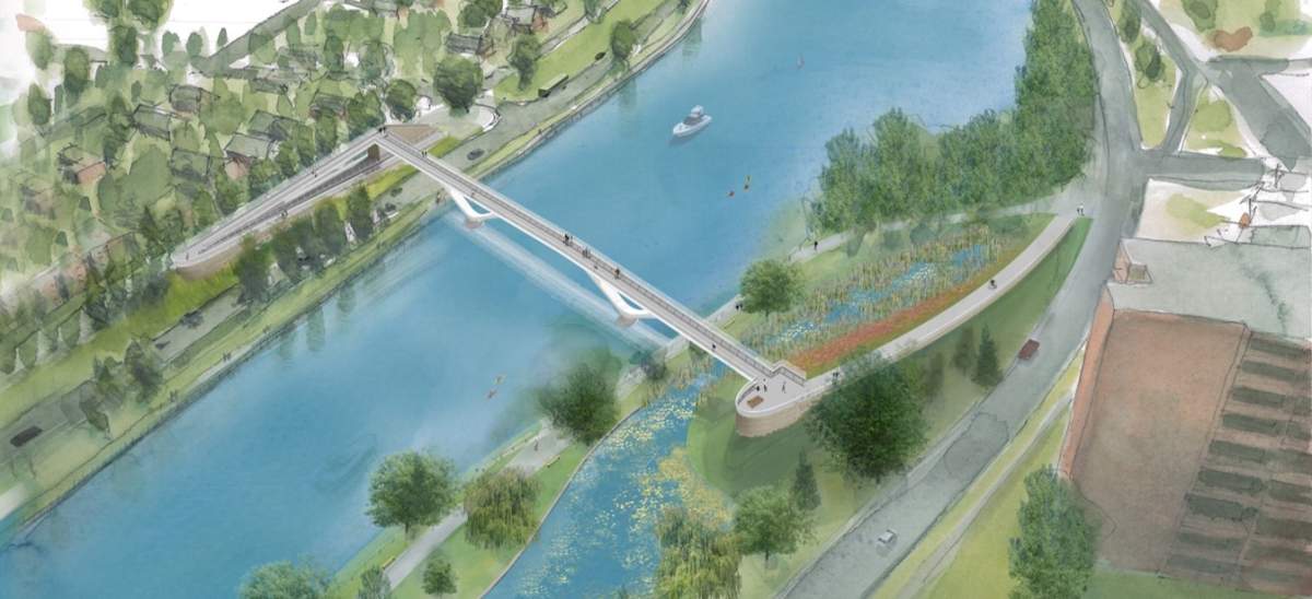 A rendering of the footbridge connecting Fifth Avenue in the Glebe and Clegg Street in Old Ottawa East, which is currently under construction. Council voted Wednesday to name the pedestrian bridge after Flora MacDonald.