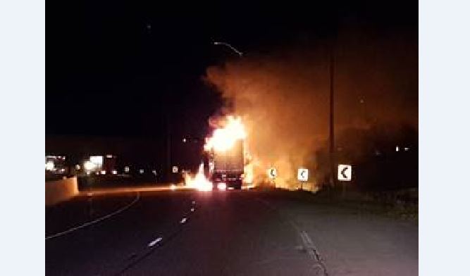 A truck carrying 'Freezies' caught fire overnight on Highway 401, say OPP.