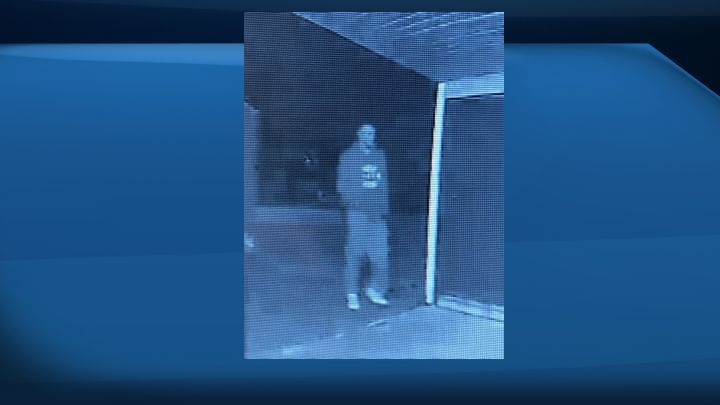 Grande Prairie RCMP are looking for the suspect seen in this photo after a violent break and enter at a home in northwestern Alberta led to the man inside being forced into one of two suspect vehicles.