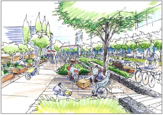 Zone one of the greenway, dubbed "Harvest Table" will integrate community gardens and is themed around urban agriculture and food.