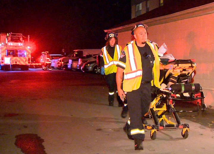 Hamilton paramedics have taken a patient to hospital to be treated for smoke inhalation after an apartment fire in Waterdown on Friday.