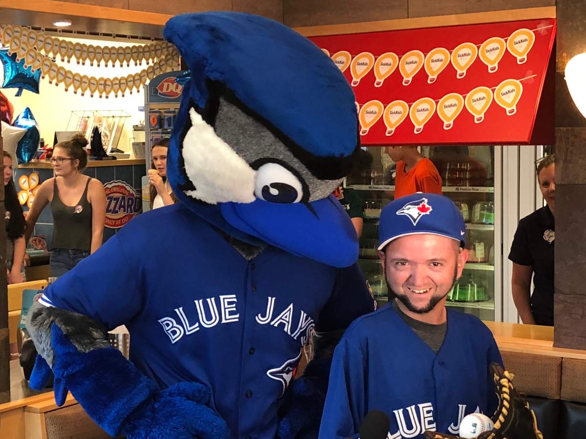 Raymond Hardisty is scheduled to throw the first pitch at the Blue Jays game August 8.