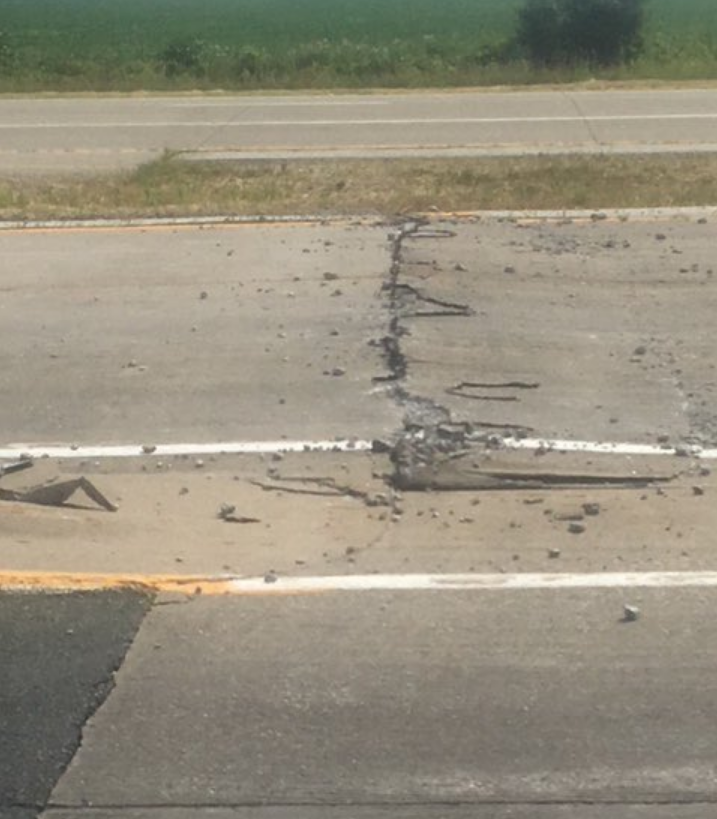 Tecumseh Mayor Gary McNamara tweeted this picture showing a section of Highway 3 buckled under the heat Sunday.