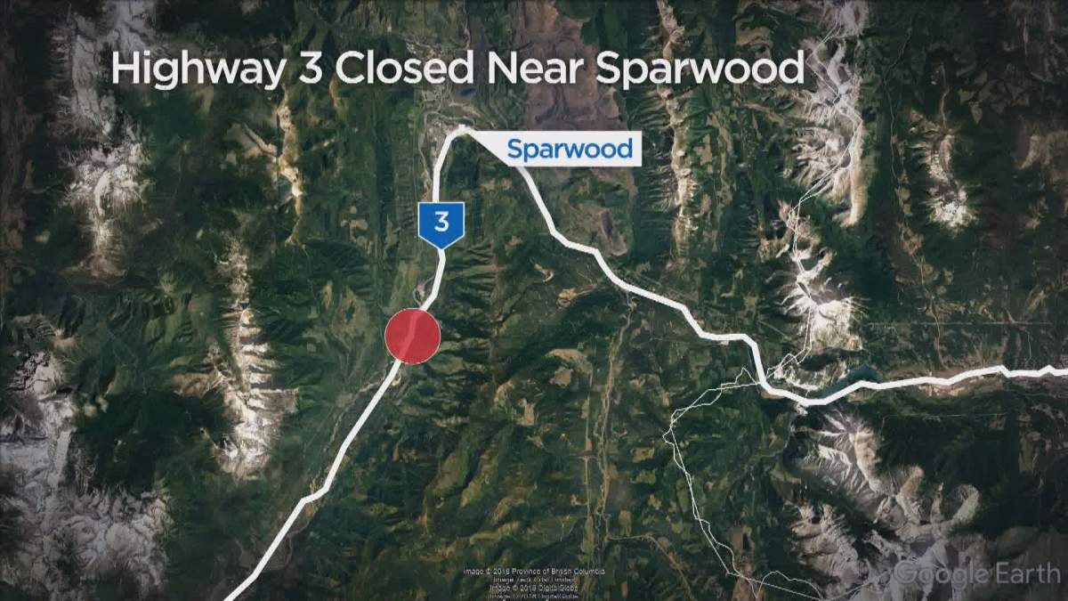 A map showing parts of southeastern B.C.