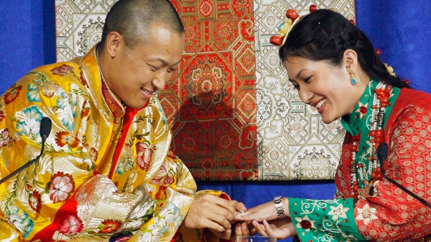 Sakyong Mipham Rinpoche (left) is seen on his wedding day in Halifax on June 10, 2006.
