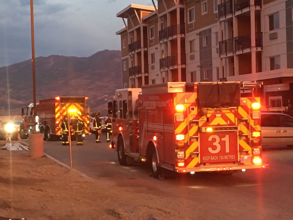 Several people had to be rescued from an elevator when lightning struck a three-storey building in West Kelowna. 