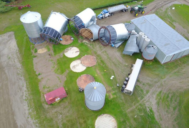 An aerial picture of the damage on Kozicki’s farm.