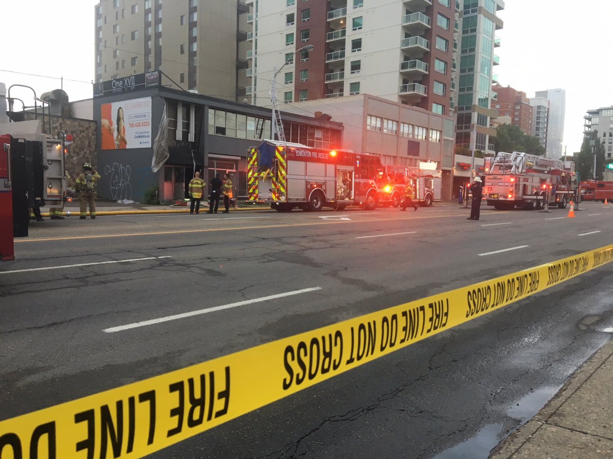 A fire broke out early Wednesday morning in a commercial building at 11725B Jasper Avenue, in downtown Edmonton. July 11, 2018.