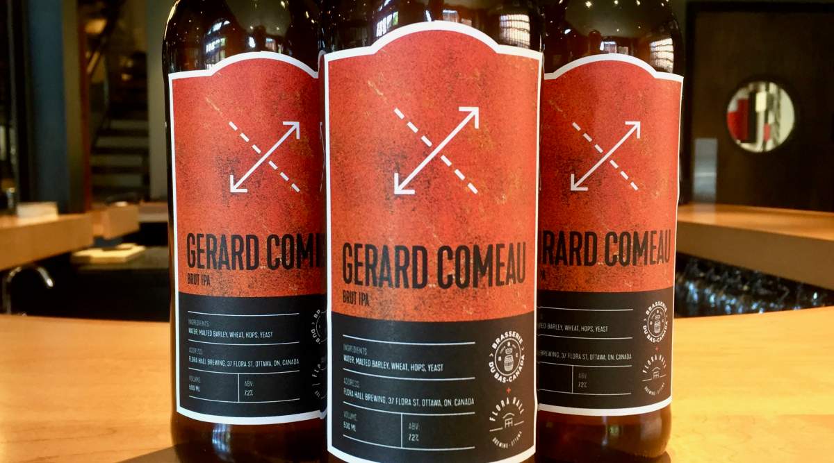 The graphic designers at Flora Hall Brewing and Brasserie du Bas-Canada also collaborated on the label for the new Gerard Comeau Brut IPA.