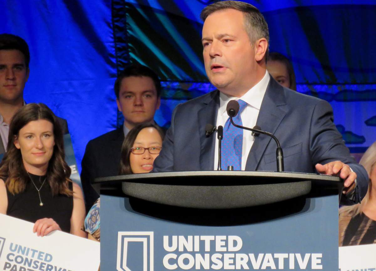 United Conservative Party Leader Jason Kenney, addressing friction in some party candidate nomination races, told supporters in a speech Sunday to respect the outcomes and that those who espouse hate will be turfed. Kenney is seen speaking to supporters in Edmonton on Sunday, July 22, 2018. 
