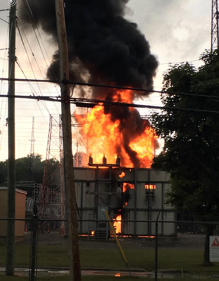 A fire broke out at a hydro sub-station just north of Minden which knocked out power to  more than 20,000 customers on Thursday.