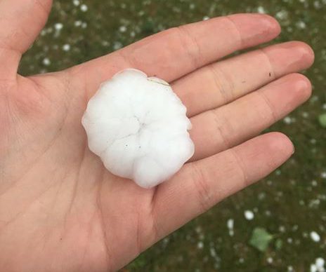 Large hail that fell near Stettler, in east-cental Alberta on Friday, July 13, 2018.