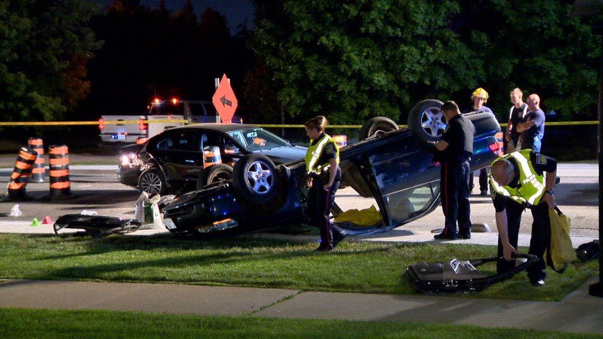 A woman was injured following a two-vehicle crash in Mississauga on July 3, 2018.