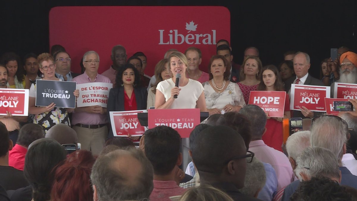 Melanie Joly speaks to the crowds gathered in Ahuntsic-Cartierville as Joly is nominated as the Liberal candidate for the upcoming 2019 federal elections. Sunday, July 15, 2019.