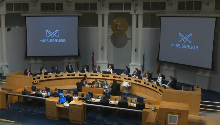 The council chamber at Mississauga city hall. 