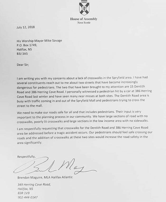 MLA writes to mayor over lack of crosswalks in Spryfield - image
