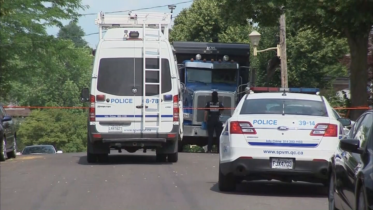 A pedestrian is dead after a collision with a truck in Montreal North, Tues. July 10, 2018.