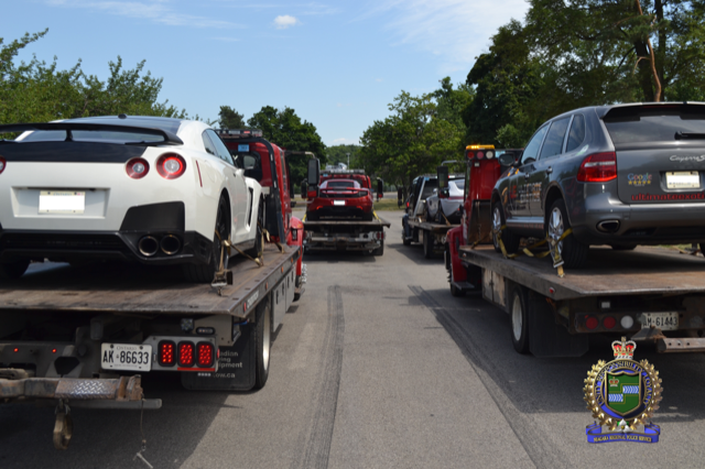 Four exotic cars were seized Wednesday after clocked going about 50 km/h over the limit, police said. 
