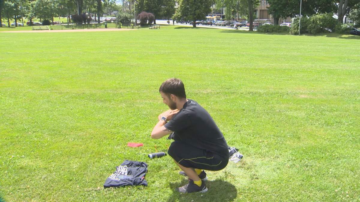 Nick MacLean does an outdoor workout at the Halifax Common