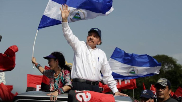 Nicaragua’s President Daniel Ortega and vice-president Rosario Murillo arrive for an event to mark the 39th anniversary of the Sandinista victory over president Somoza in Managua, Nicaragua July 19, 2018.