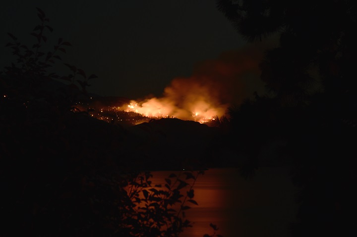 A night view from Peachland of the Goode's Creek fire in Okanagan Mountain Provincial Park.