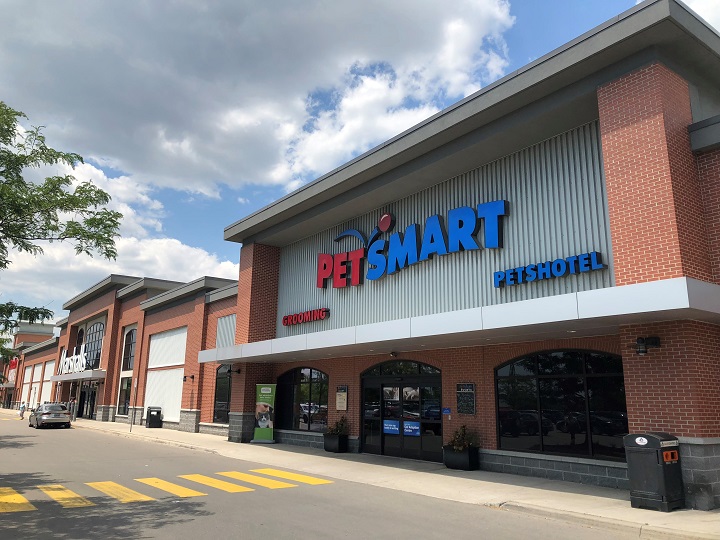 Service dog in emergency veterinarian care following stay at PetSmart