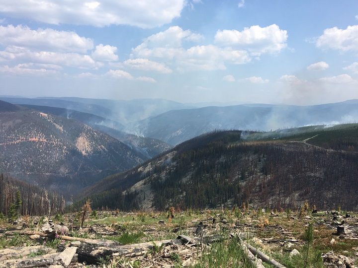 A view of the Placer Mountain fire from July 28, 2018.