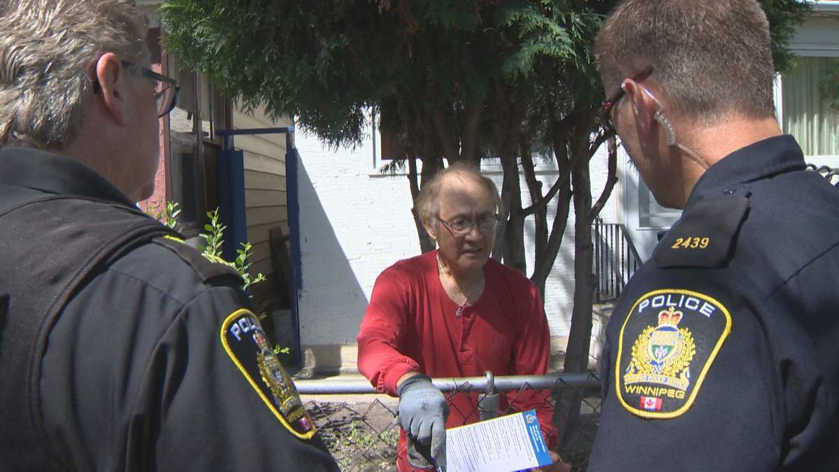 Officers speak to a West End resident about the dangers of meth in the community.